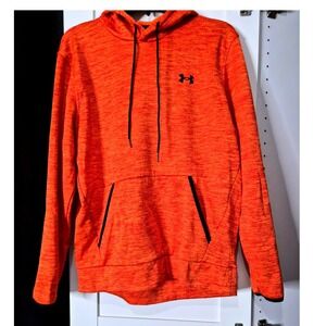 Under Armour Orange Heathered Fleece Hoodie‎ ColdGear Pullover Size MD